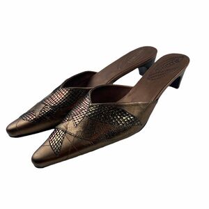 Chico’s Samantha Bronze Scale Leather Mule Pumps 7M